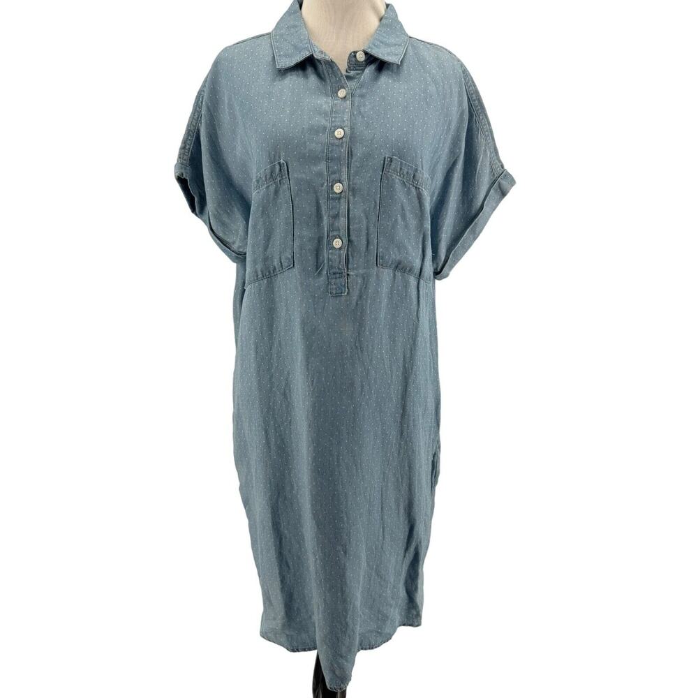 Marine Layer Women's Polka Dot Tencel Linen Rebecca Popover Dress Size XL